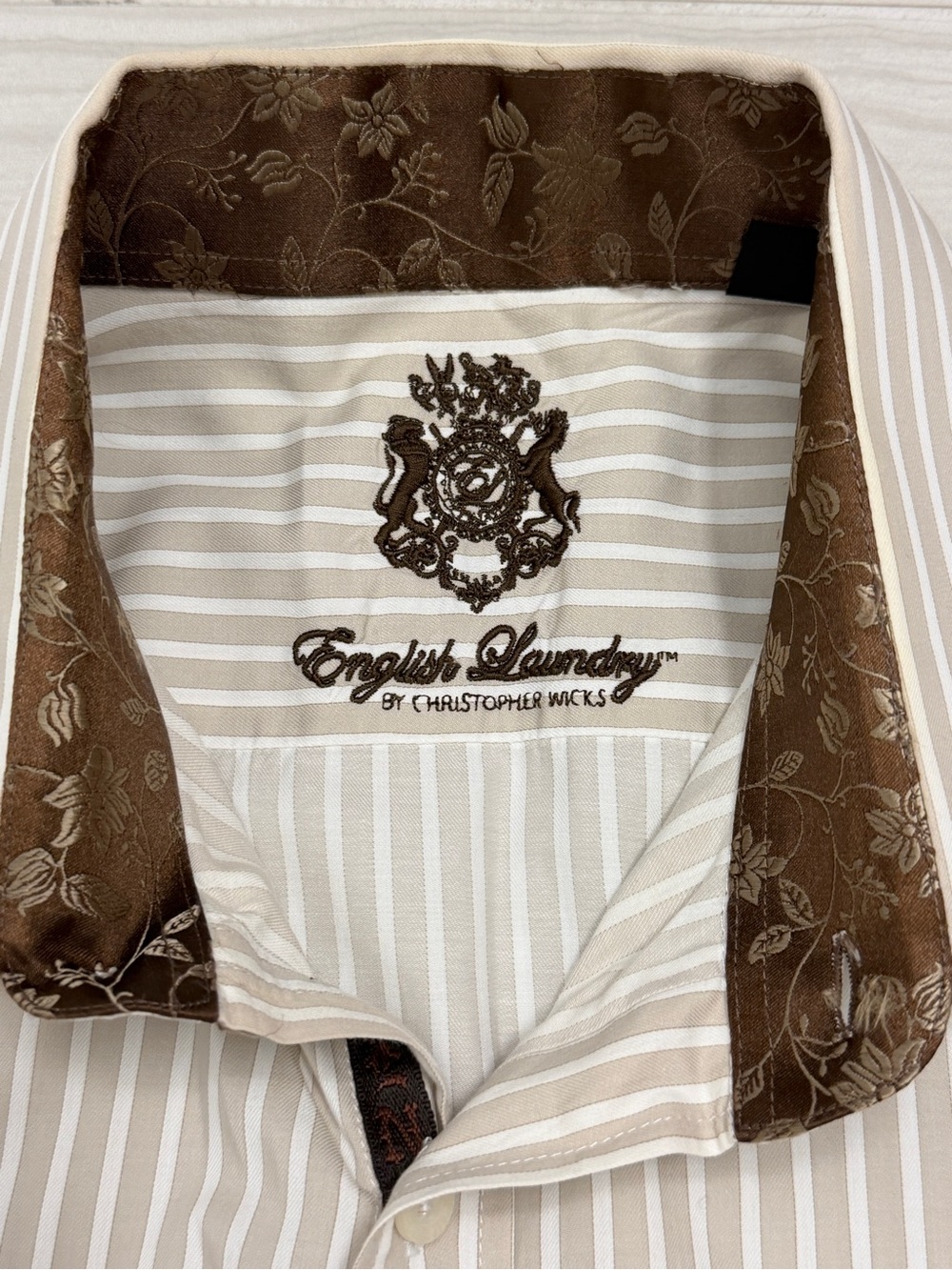 English Laundry Christopher Wicks Stripe Long Sleeve Dress Shirt 17 34/35 - Picture 6 of 15